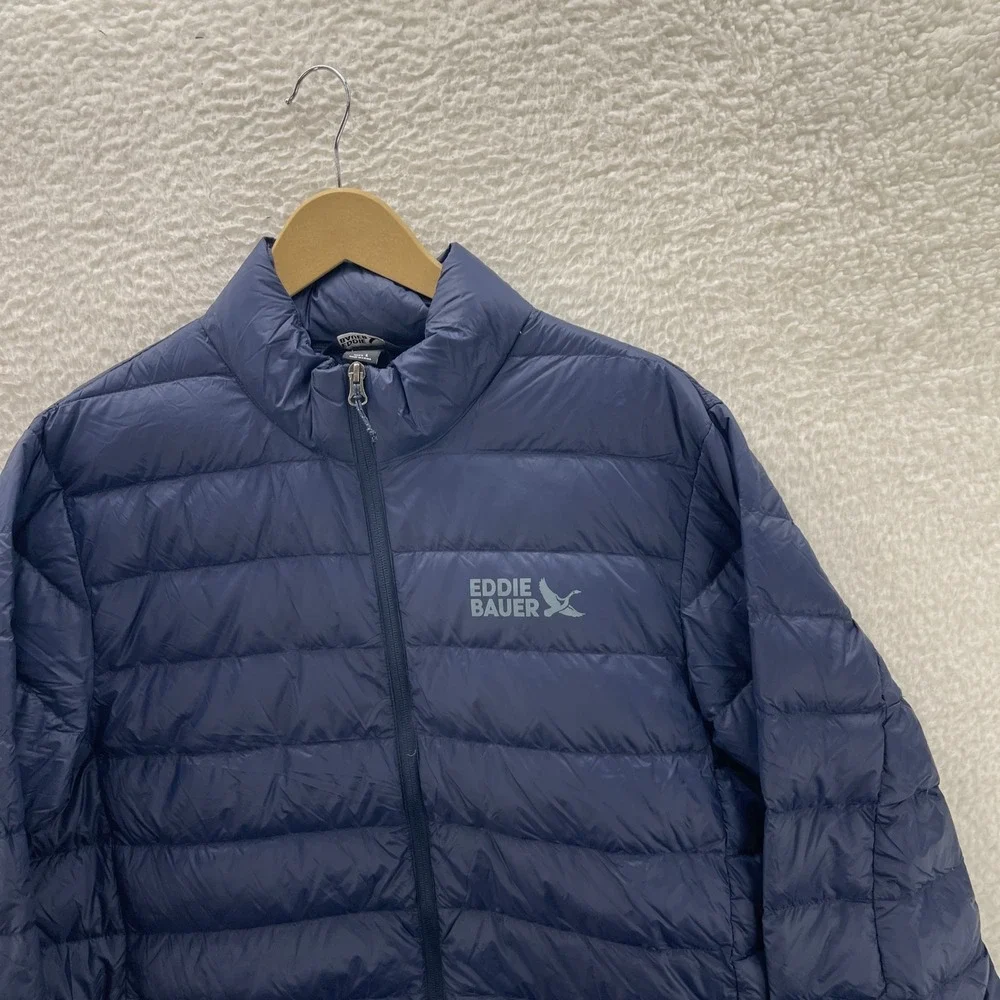 Eddie Bauer Puffer Jacket Mens L Blue 650 Down Fill Outdoor Gorpcore Hiking